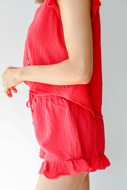 Linen Shorts in red side view