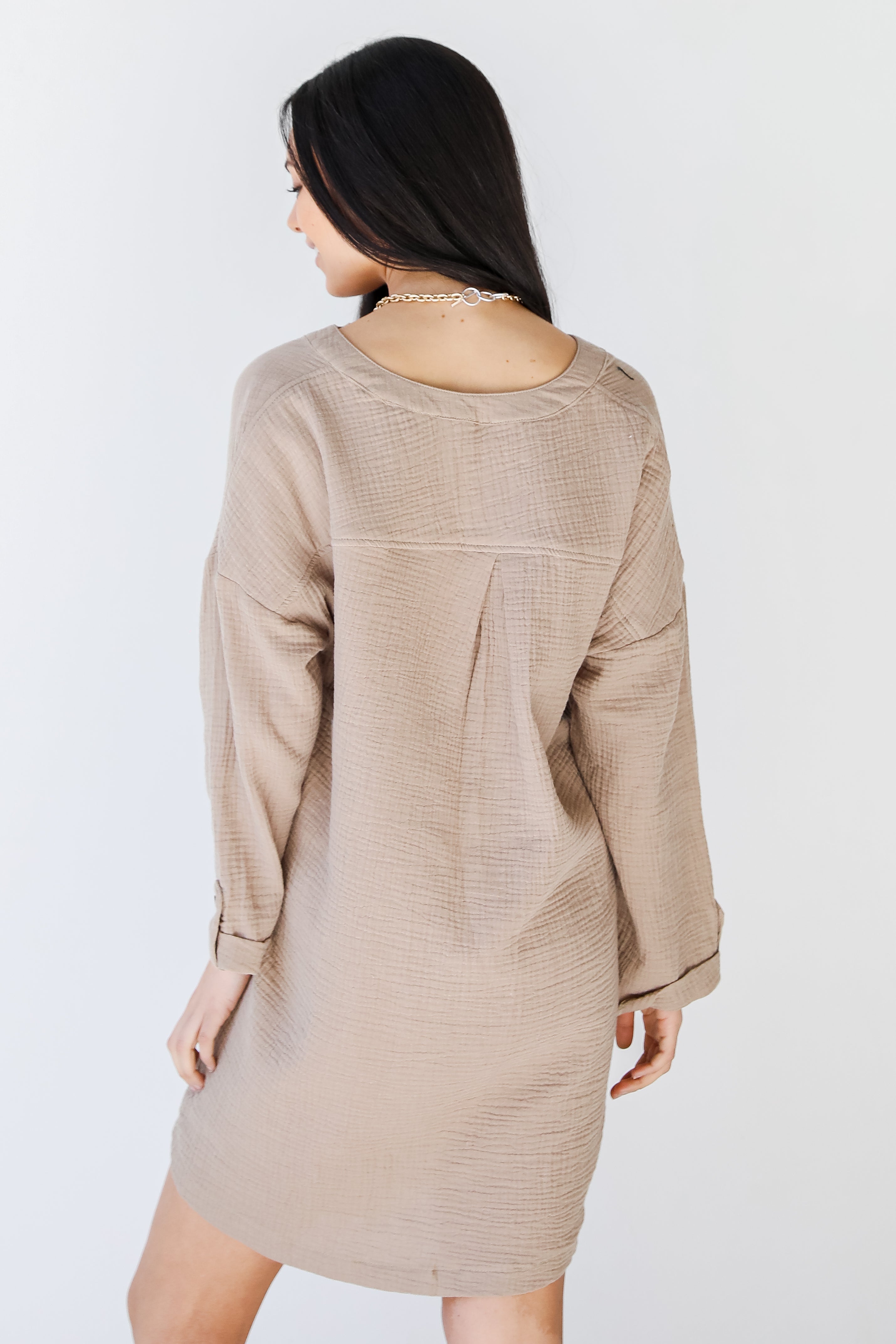 Linen Tunic in mocha back view