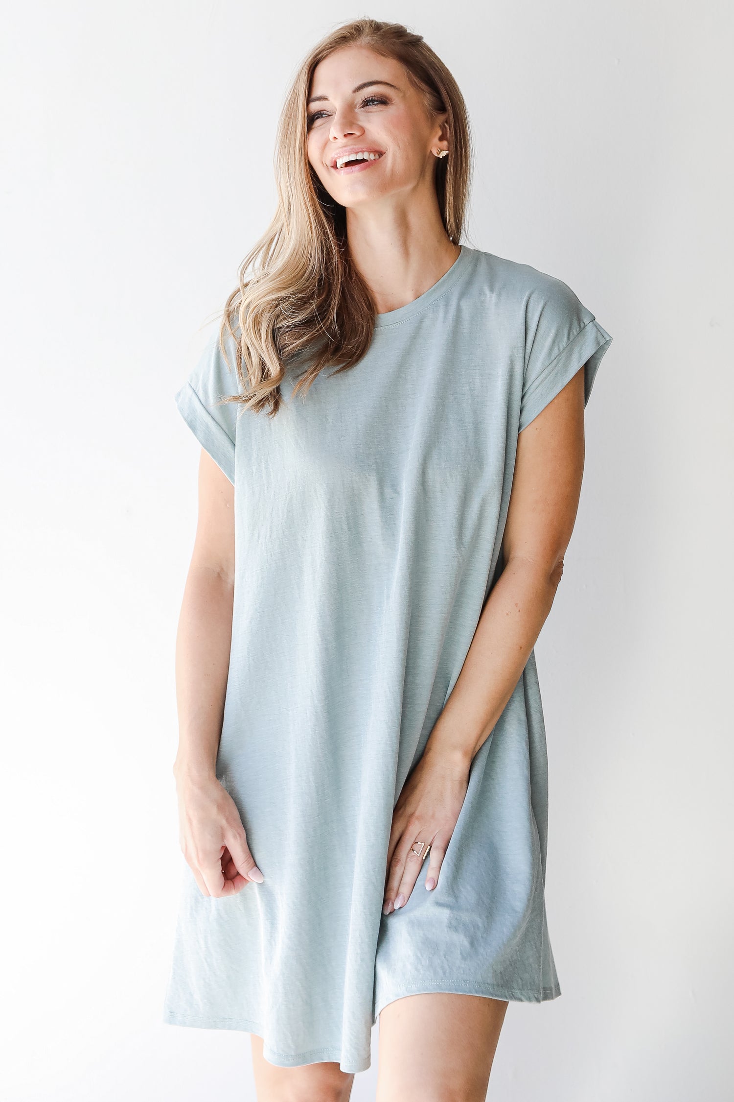 T-Shirt Dress in sage