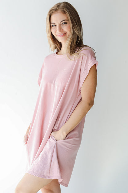 T-Shirt Dress in blush side view