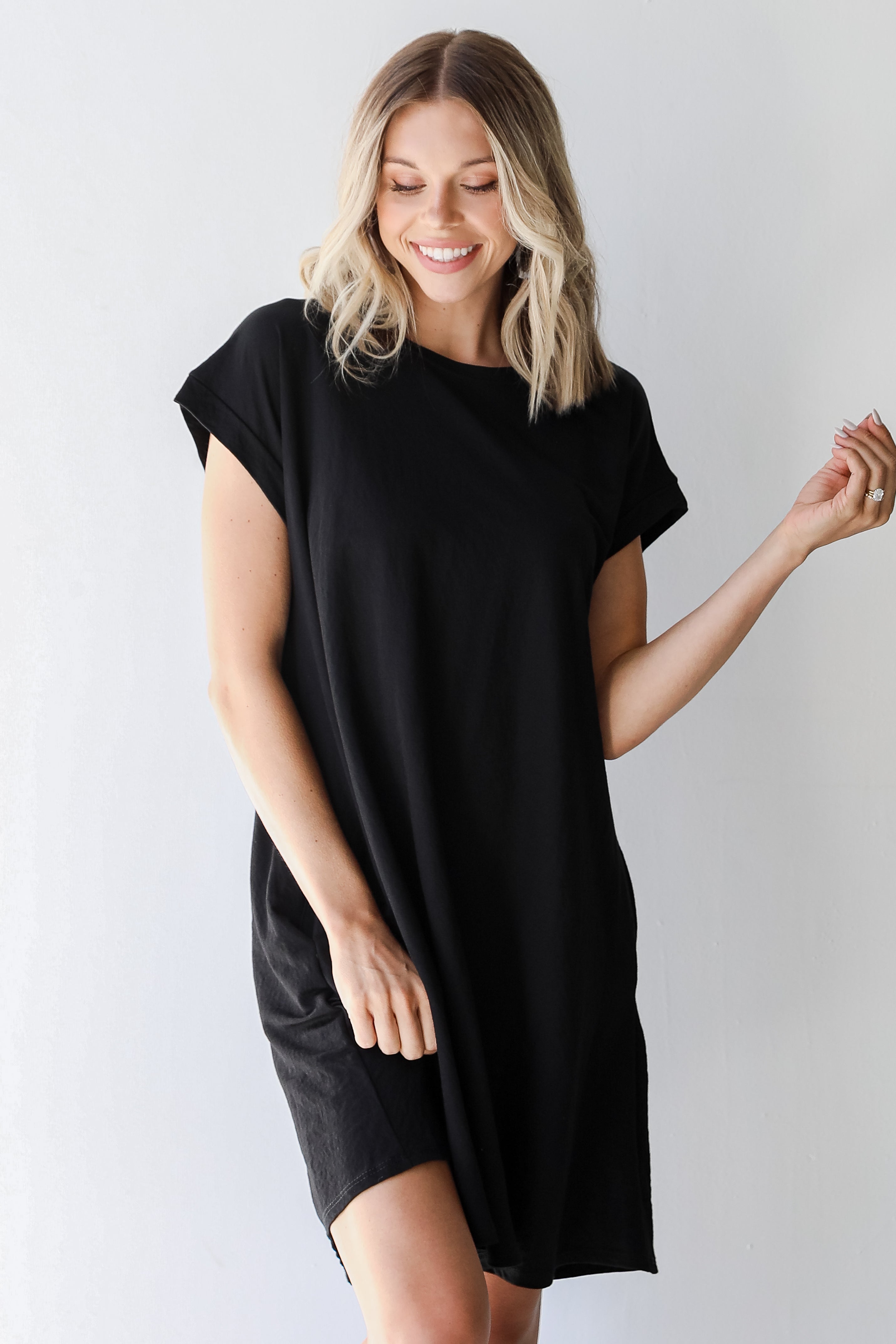 T-Shirt Dress in black on model