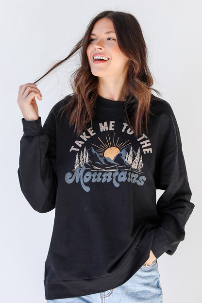 Take Me To The Mountains Pullover on model