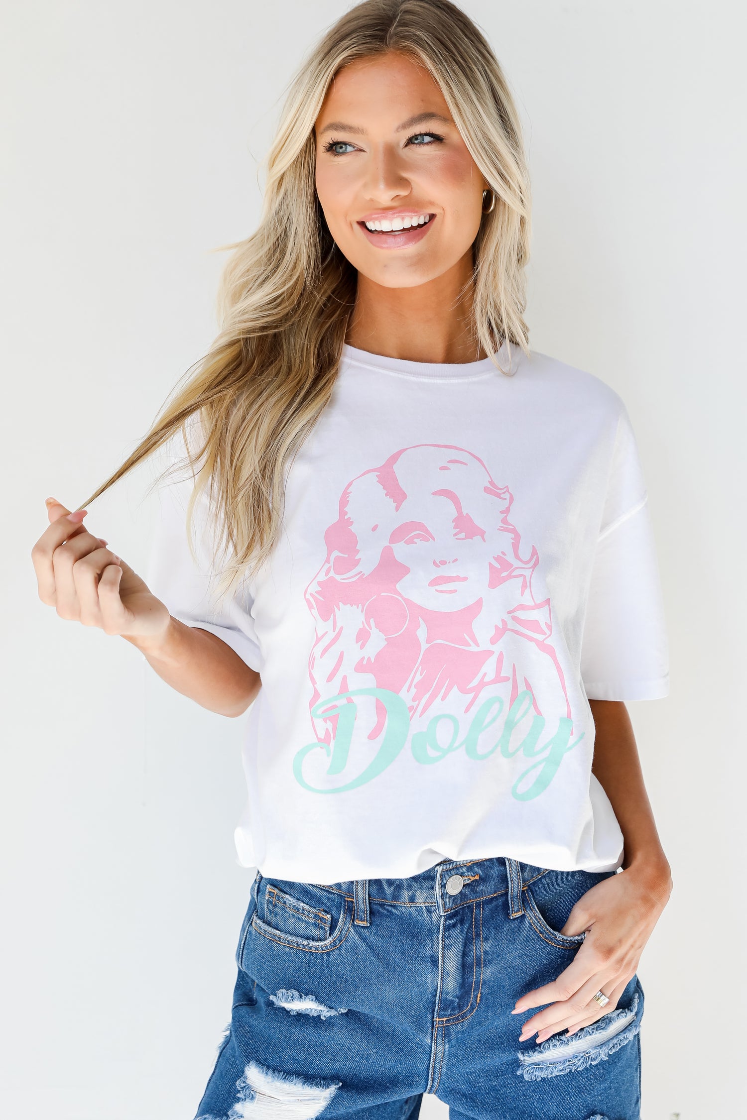 Dolly Parton Tee on model