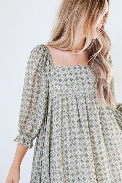 boho Babydoll Mini Dress close up