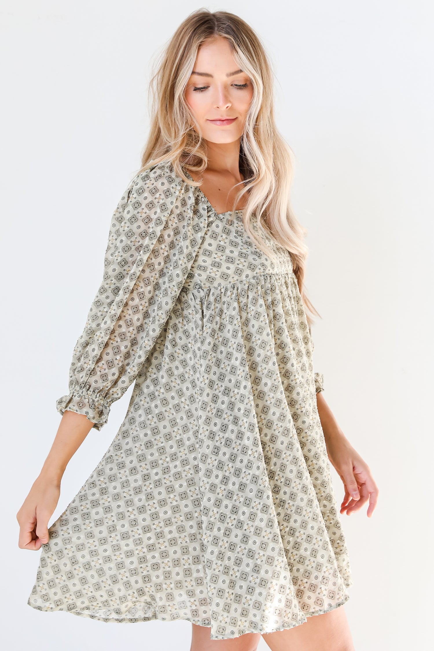 boho Babydoll Mini Dress side view