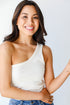 One-Shoulder Cropped Tank in ivory