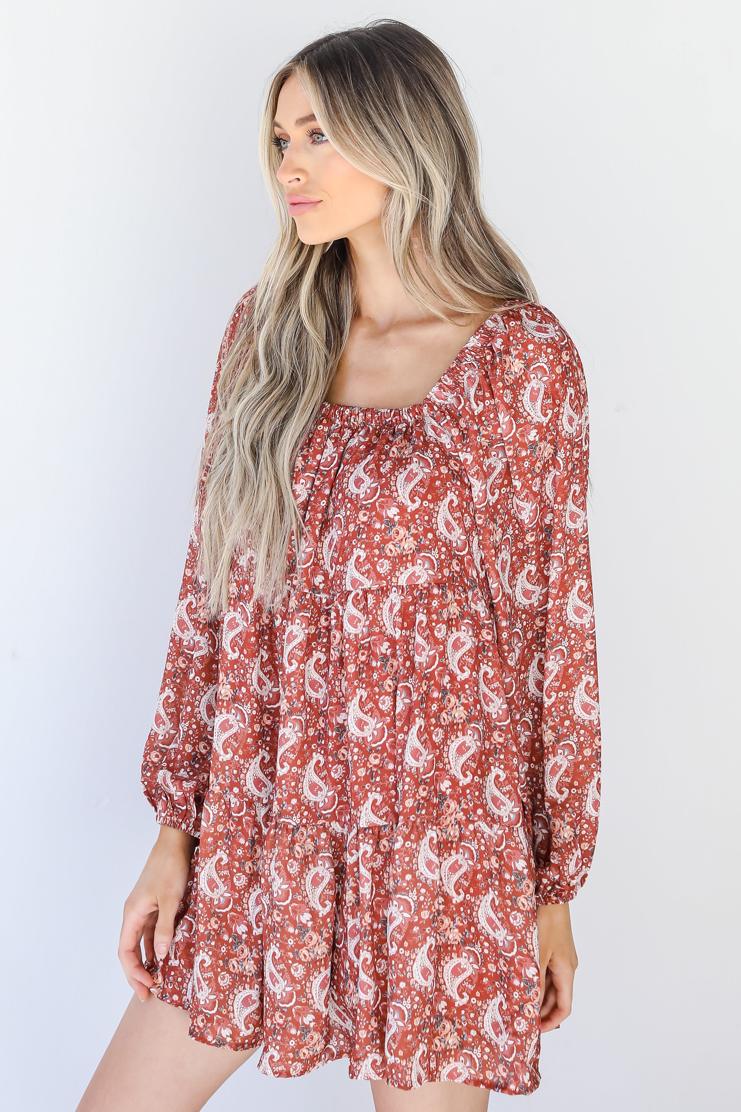 Floral Paisley Dress on model