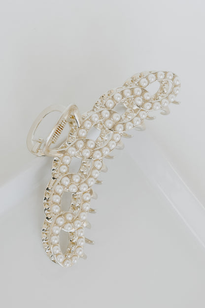 Pearl Claw Hair Clip flat lay