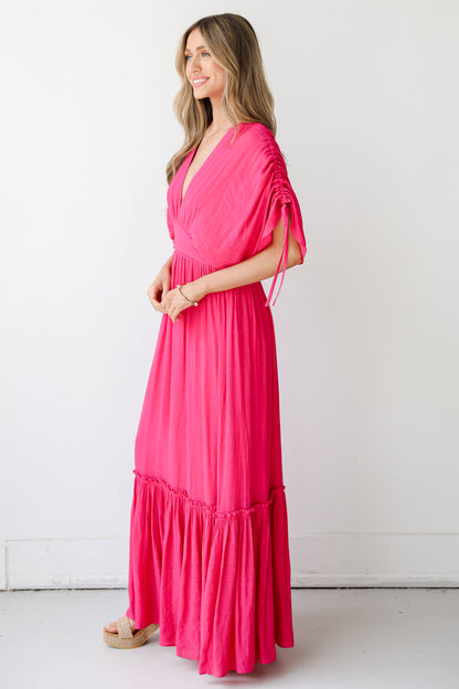 hot pink Maxi Dress side view