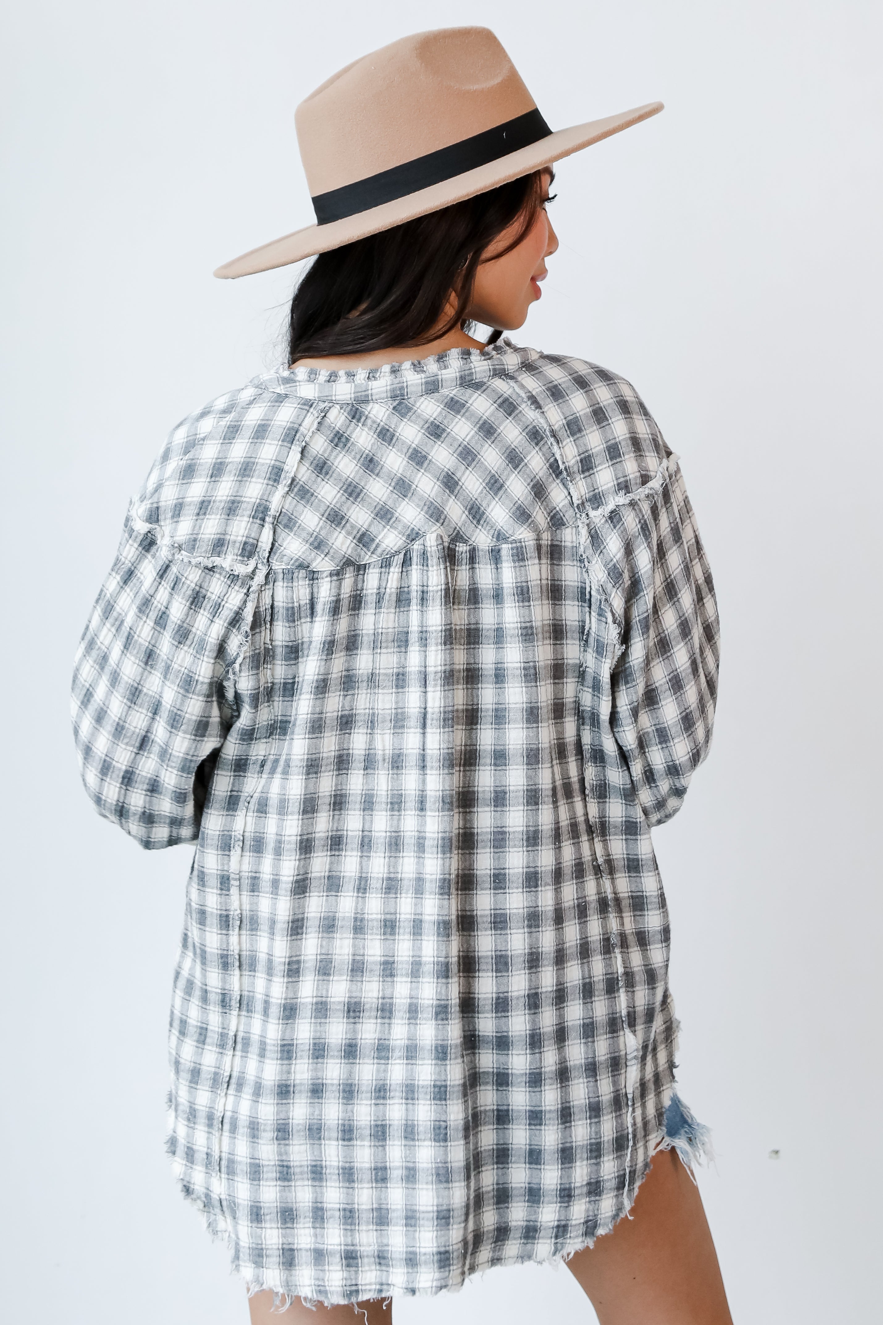 Plaid Blouse back view