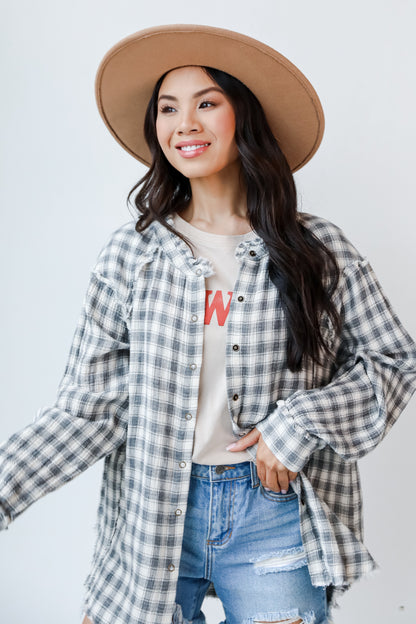 Plaid Blouse on model