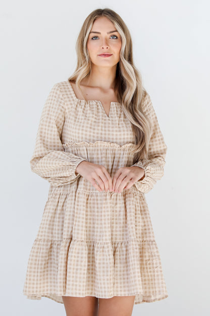 Gingham Mini Dress on model