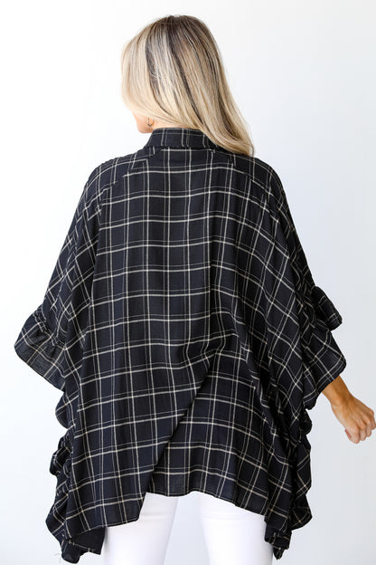 Plaid Oversized Ruffle Blouse back view