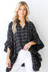 Plaid Oversized Ruffle Blouse