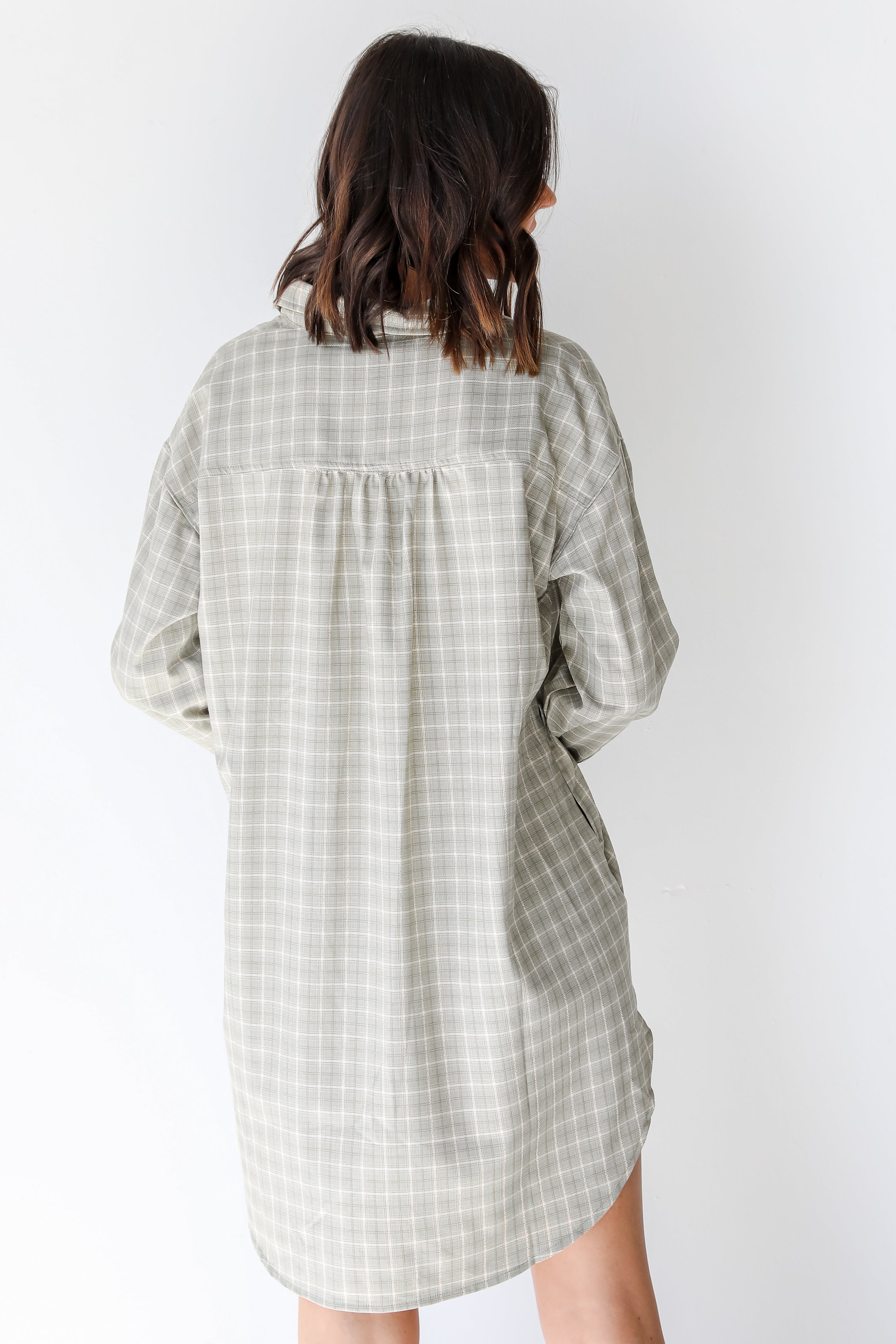 Plaid Tunic in sage back view