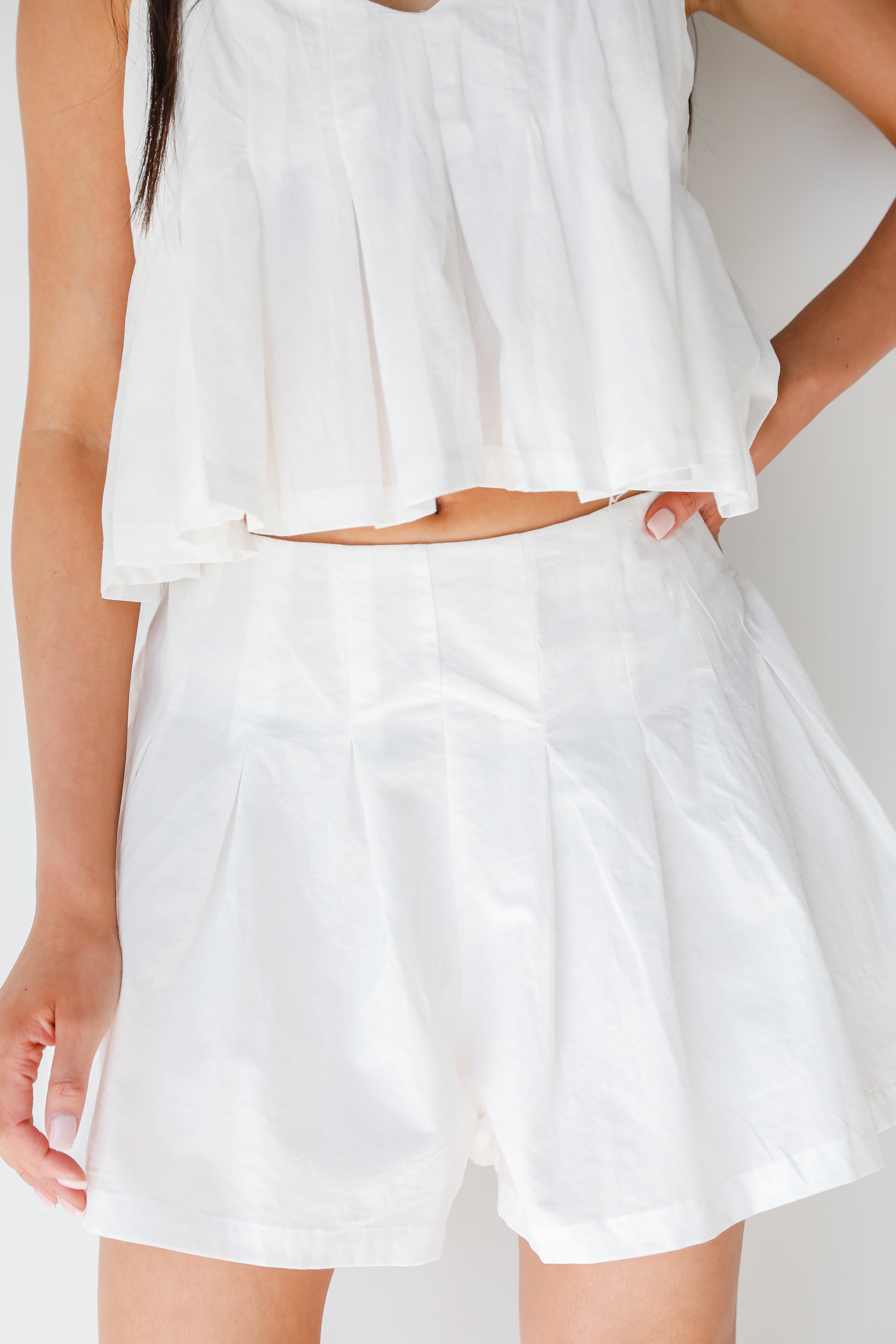 Shorts in white on model