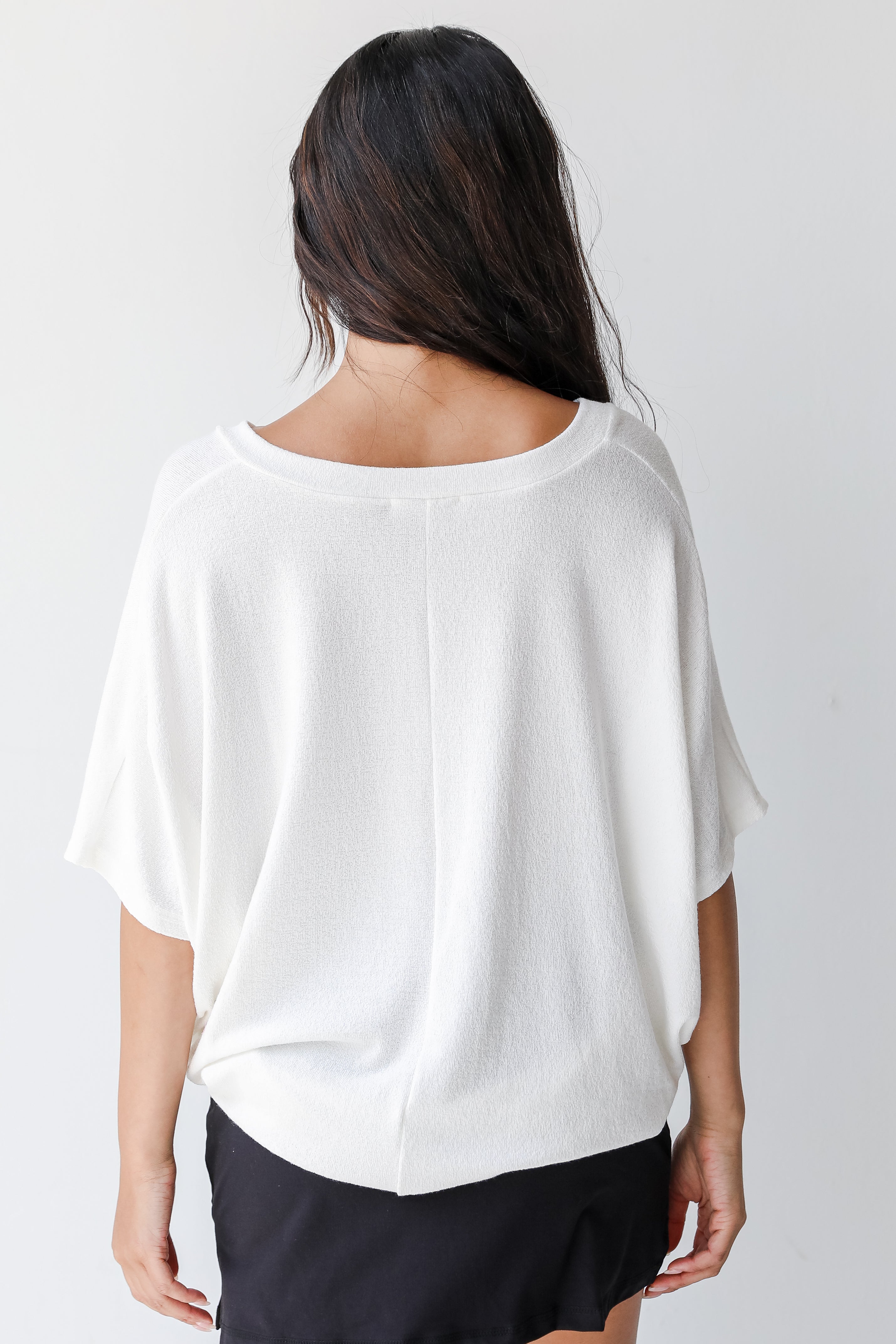 Oversized Knit Top in white back view