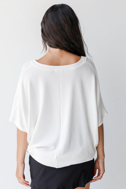 Oversized Knit Top in white back view