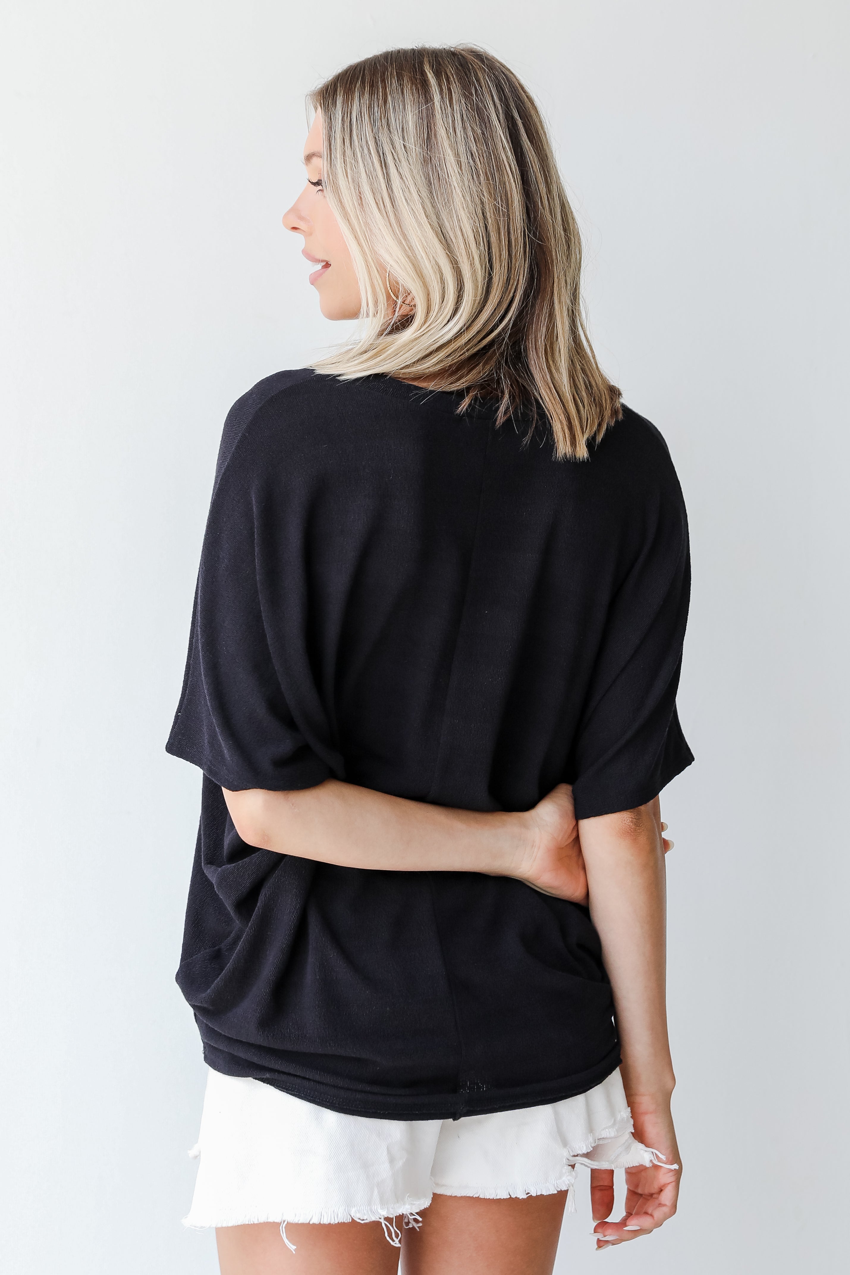 Oversized Knit Top in black back view