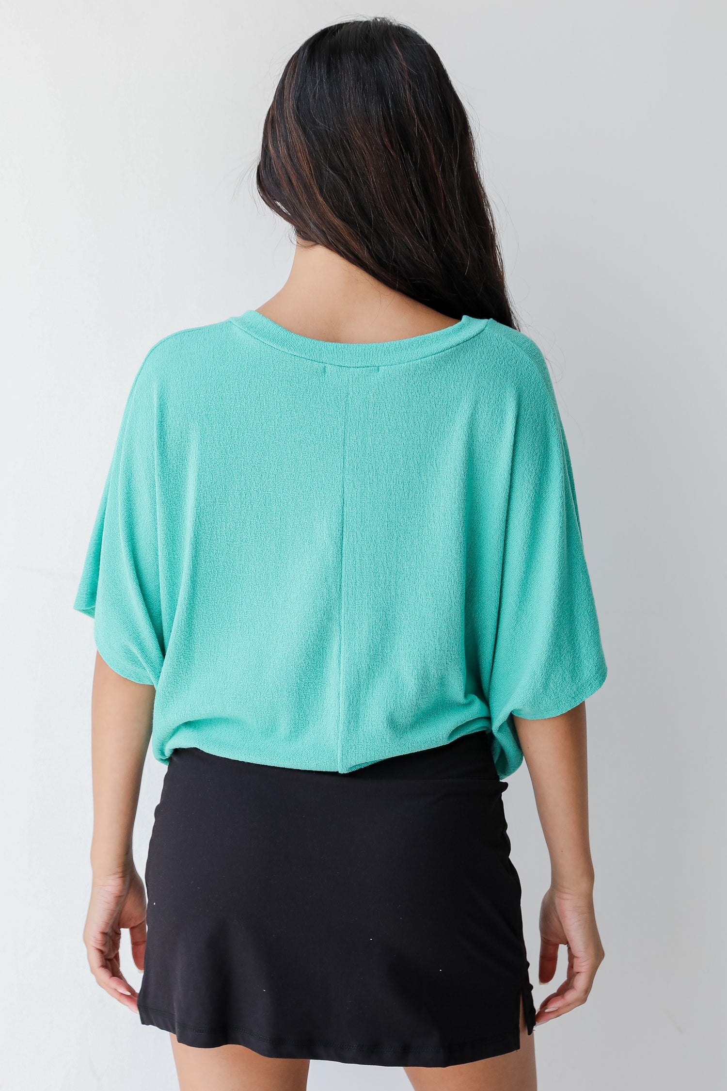 Oversized Knit Top in seafoam back view