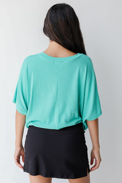Oversized Knit Top in seafoam back view