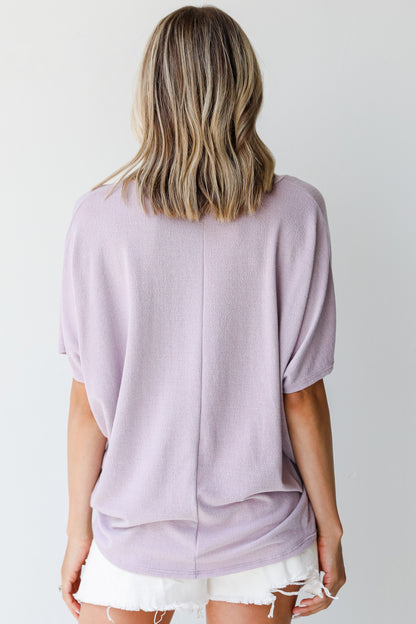 Oversized Knit Top in lavender back view
