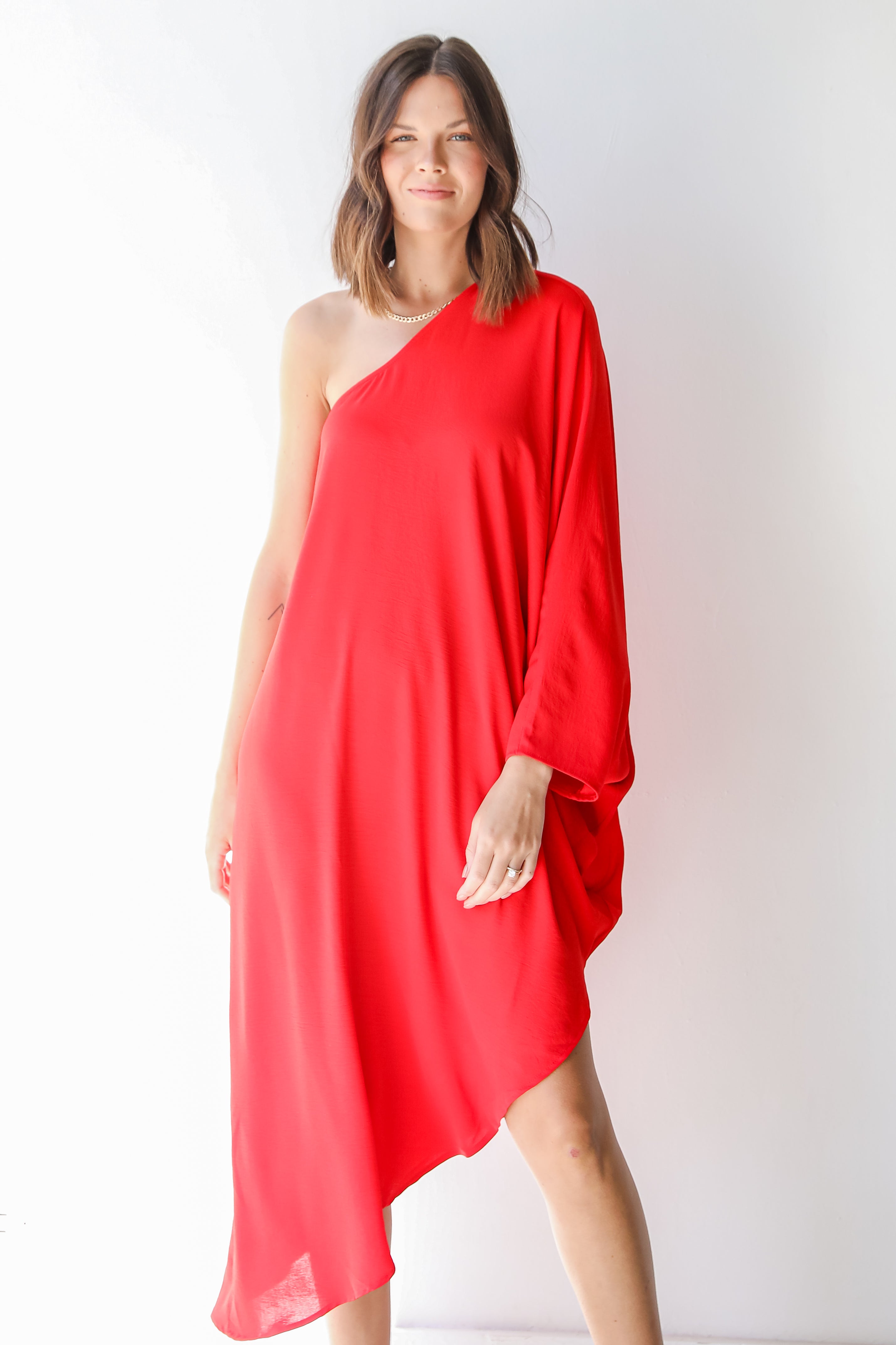Asymmetrical Maxi Dress on model