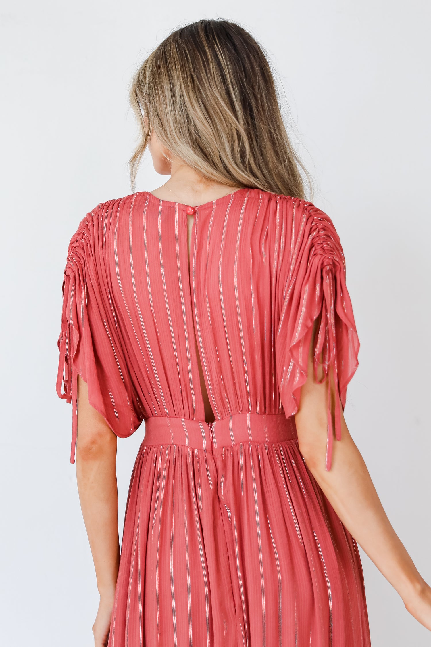 red Maxi Dress back view close up