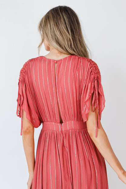 red Maxi Dress back view close up