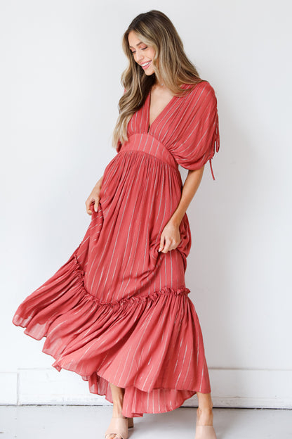 red boho Maxi Dress