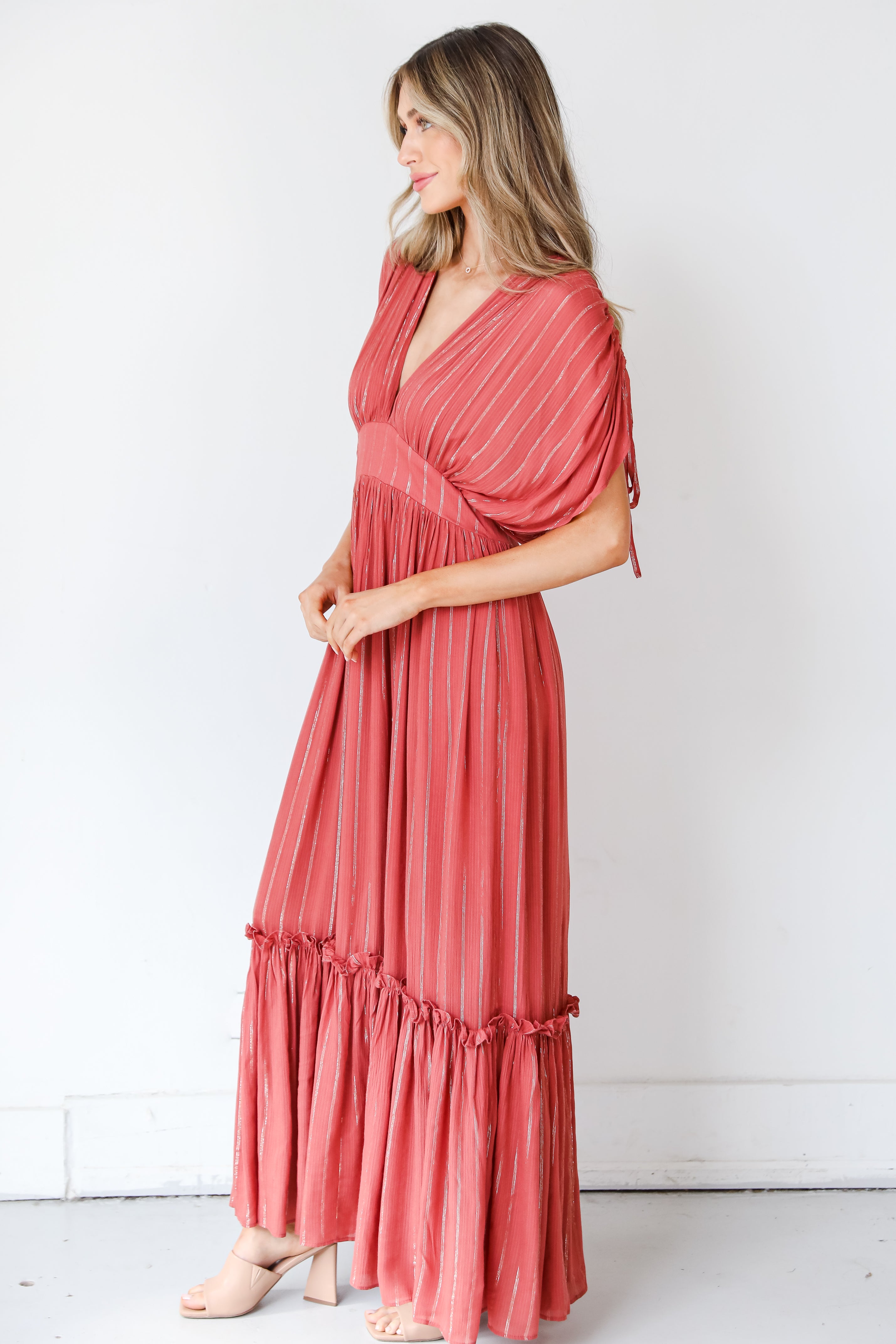 red Maxi Dress side view