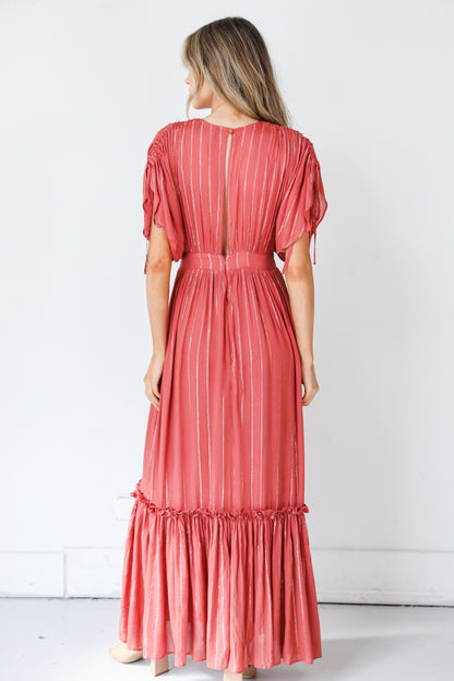 red Maxi Dress back view