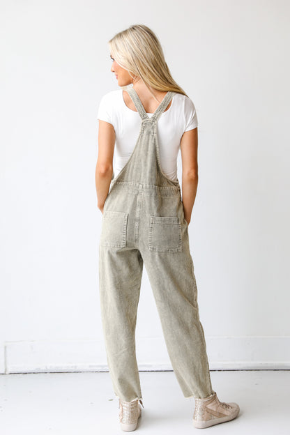 green Corduroy Overalls back view