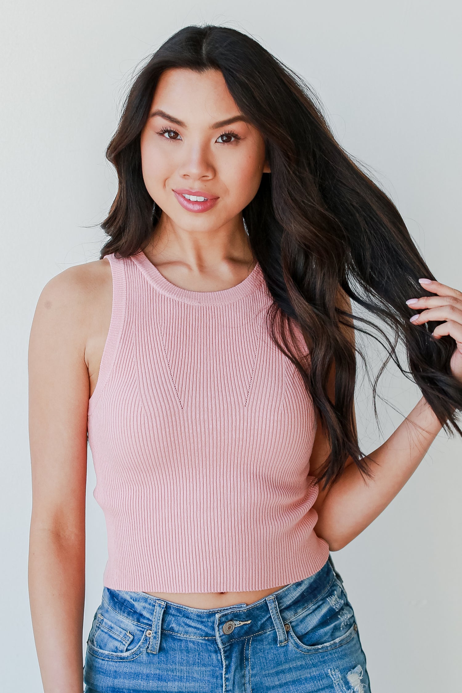 Ribbed Knit Tank in peach