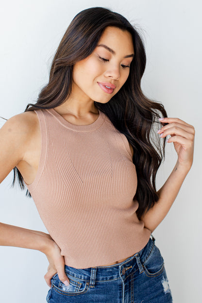 Ribbed Knit Tank in nude