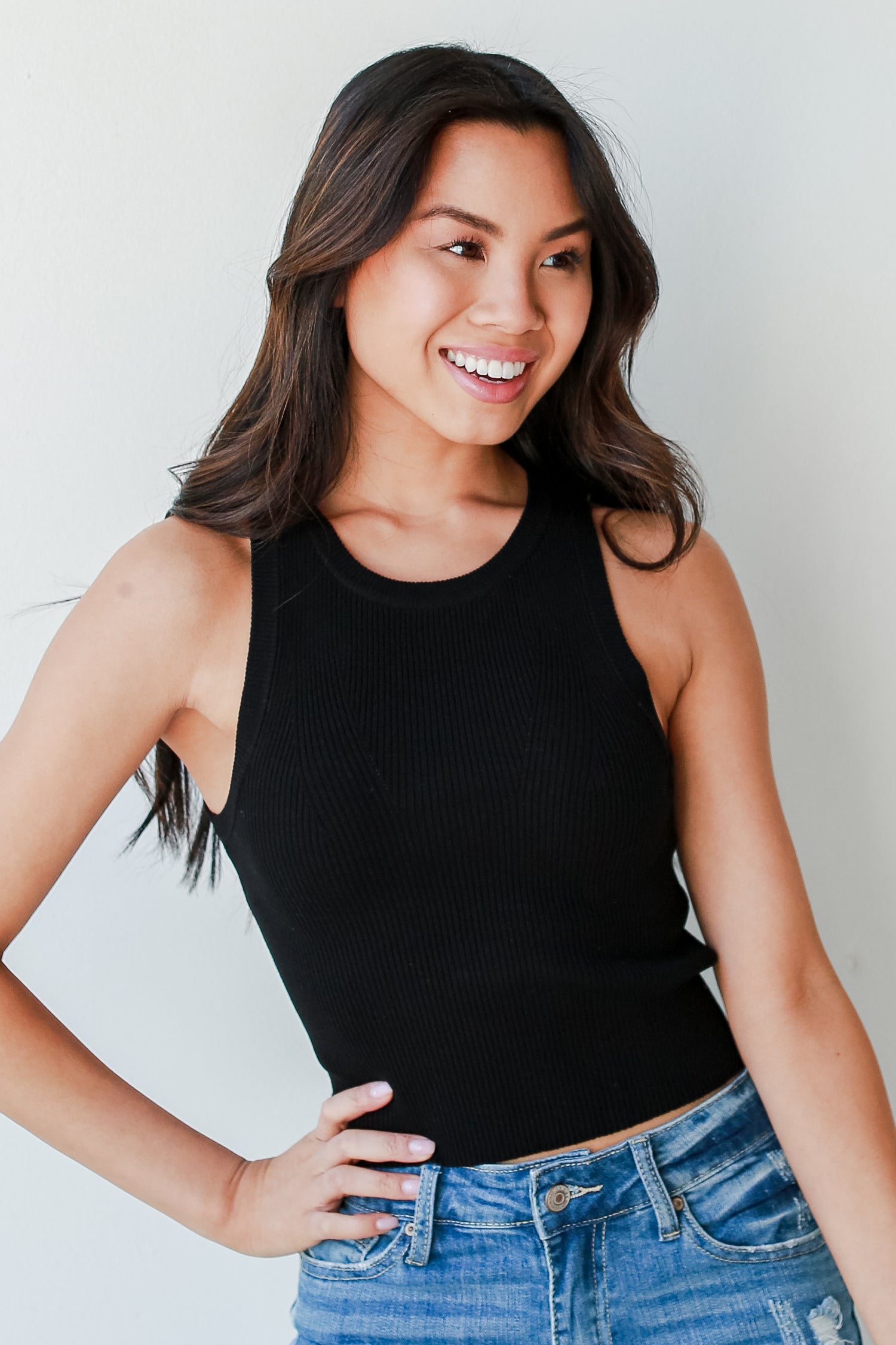 Ribbed Knit Tank in black