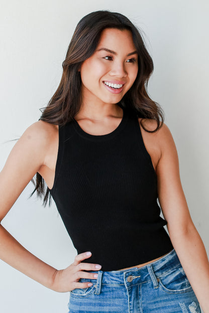 Ribbed Knit Tank in black