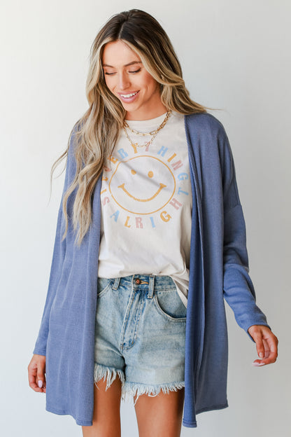 Ribbed Cardigan in denim