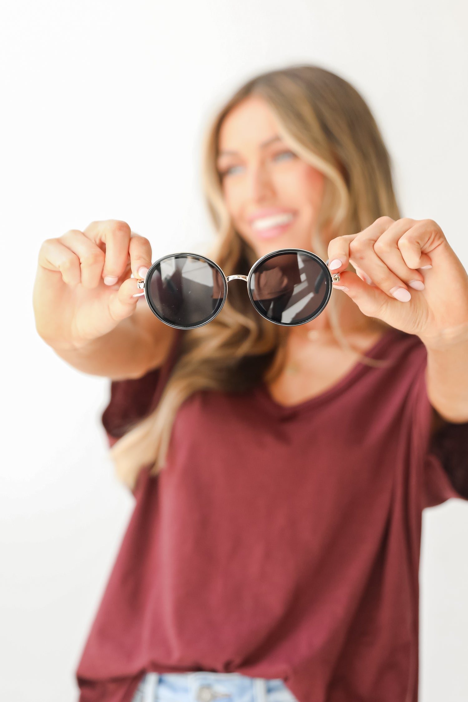 black Circle Sunglasses close up