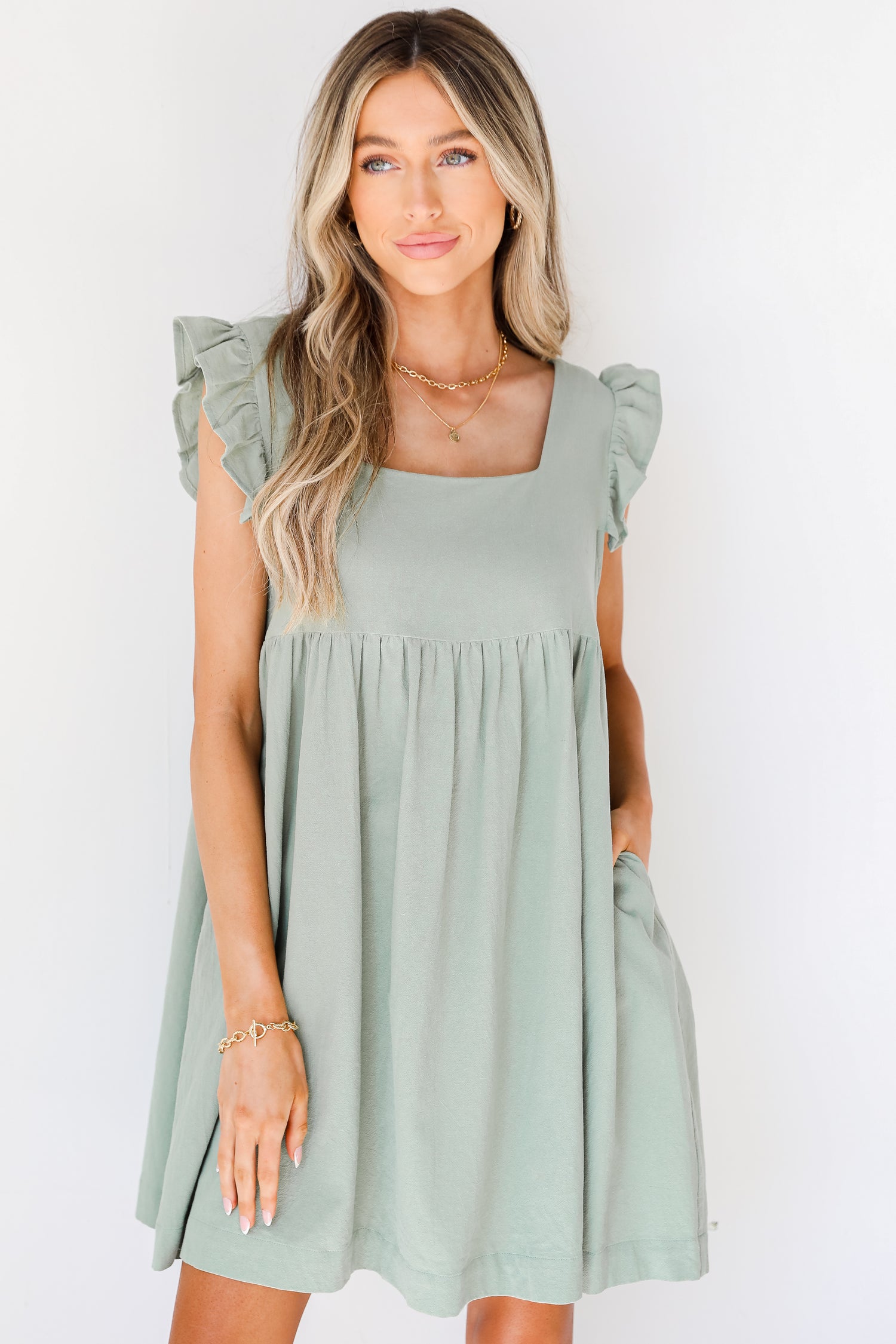 Babydoll Dress in sage