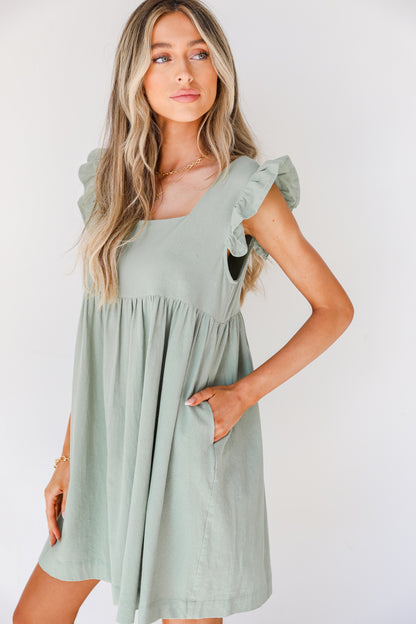 Babydoll Dress in sage side view