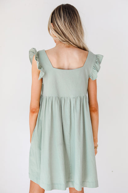 Babydoll Dress in sage back view