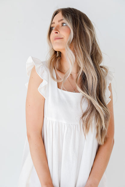 Babydoll Dress in white front view