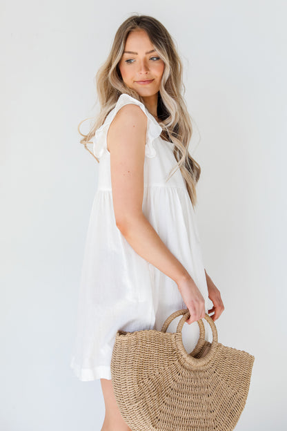 Babydoll Dress in white side view