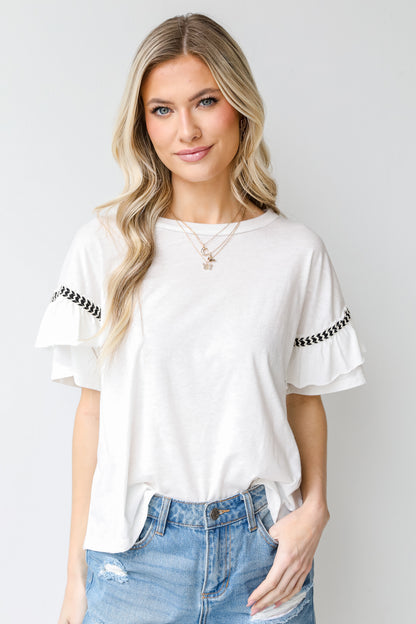 Ruffle Sleeve Top front view