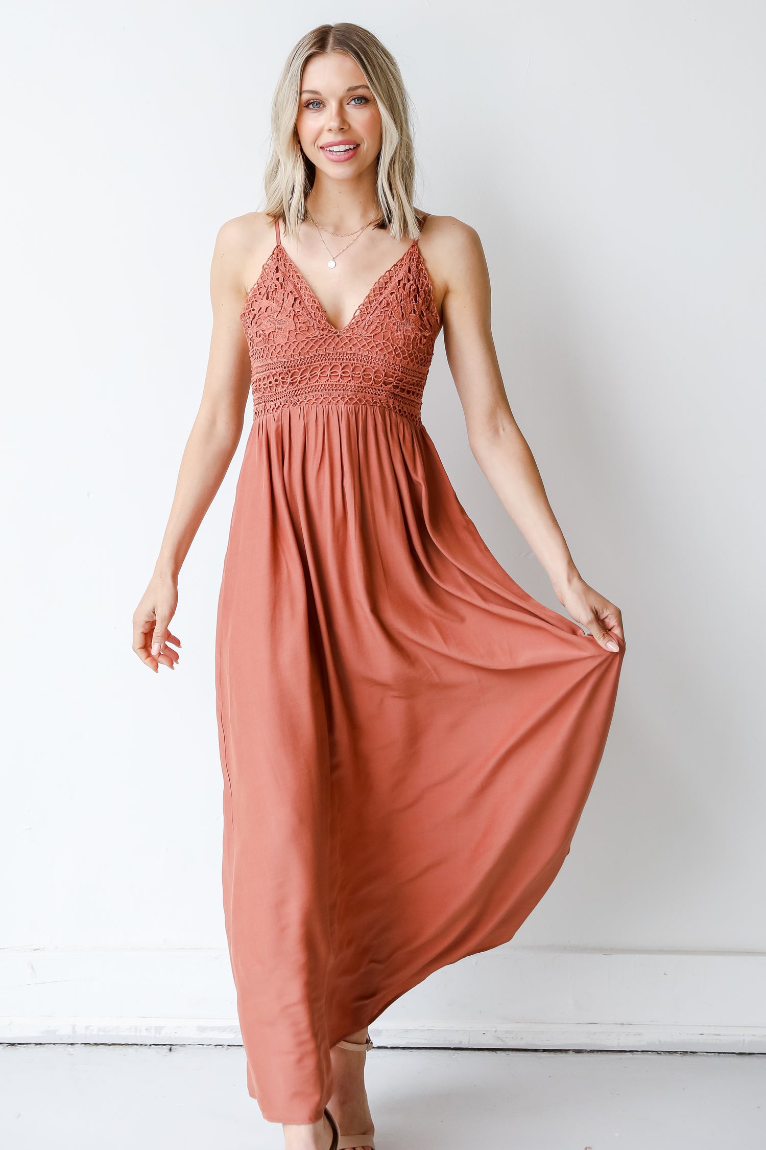 Crochet Maxi Dress on model