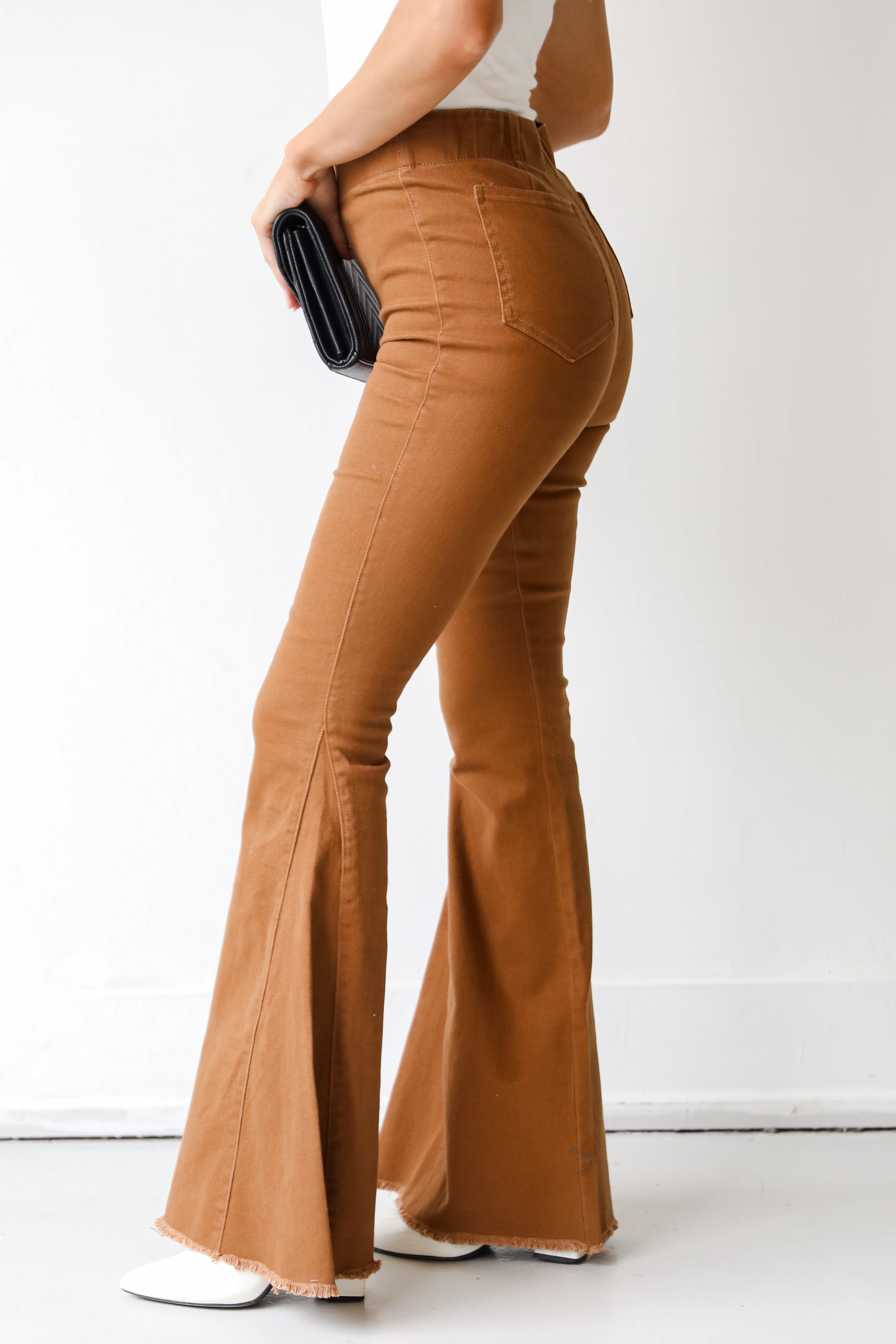 camel Flare Jeans side view
