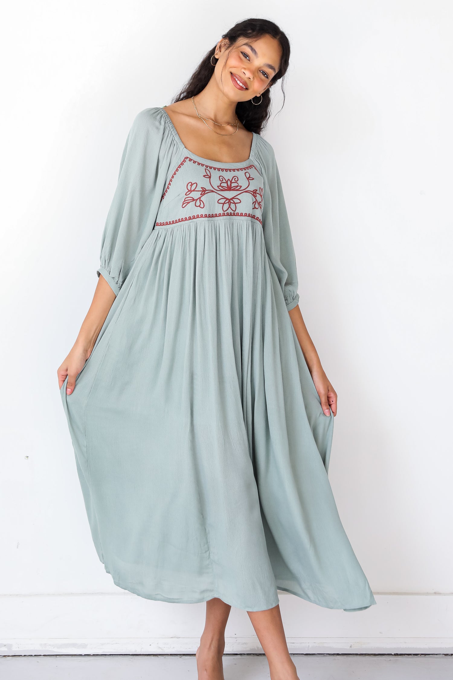 Embroidered Maxi Dress