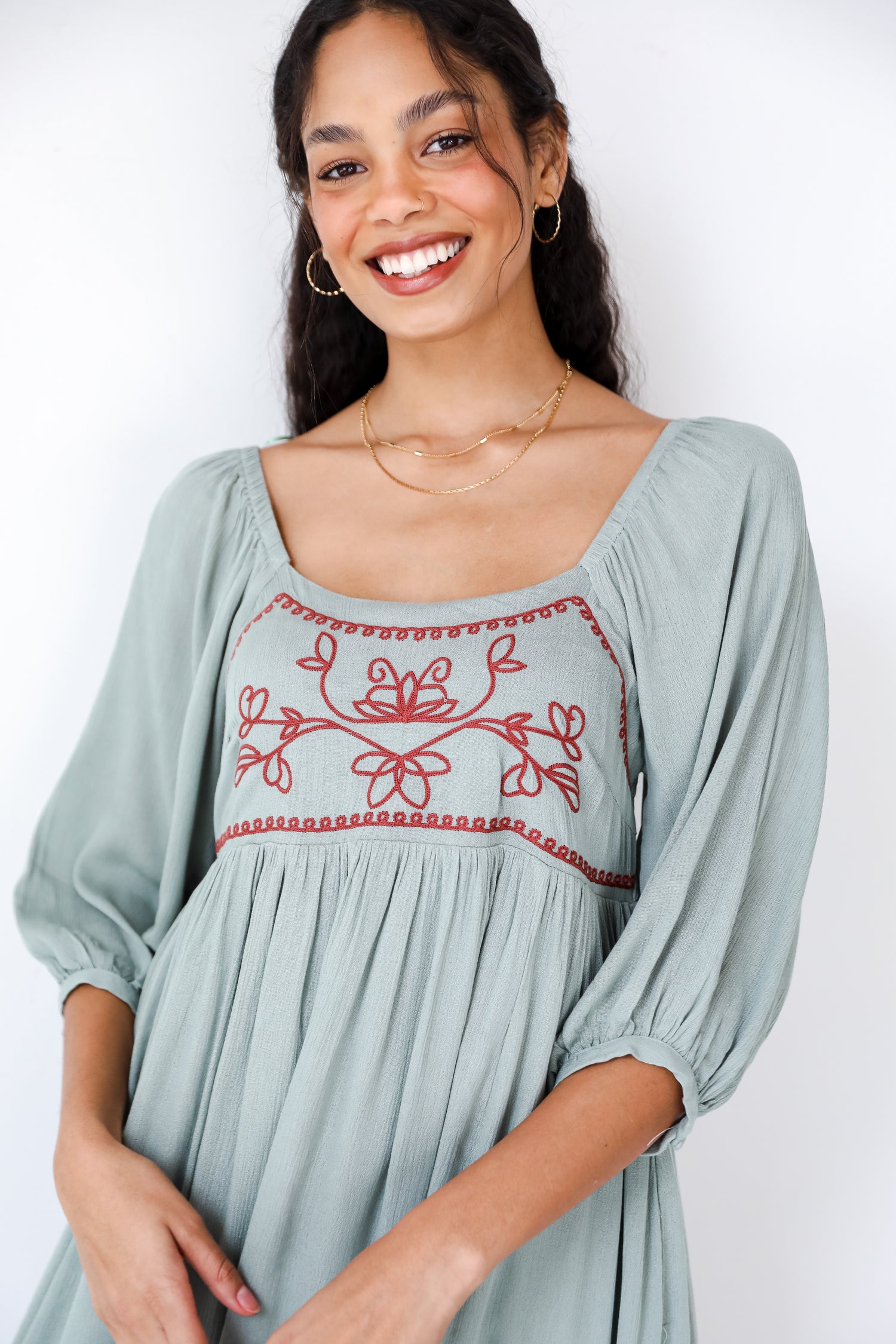 Embroidered Maxi Dress close up