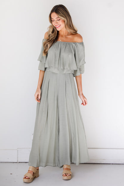 sage Wide Leg Pants front view